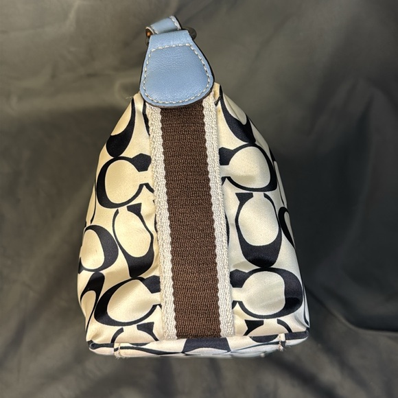 Coach Classic Signature Canvas Black White and blue Small Purse/Wristlet - Picture 4 of 13